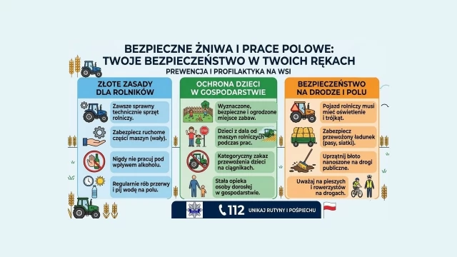 Tczew - Prace polowe, a bezpieczeństwo. Chrońmy siebie, osoby postronne oraz wypoczywające dzieci