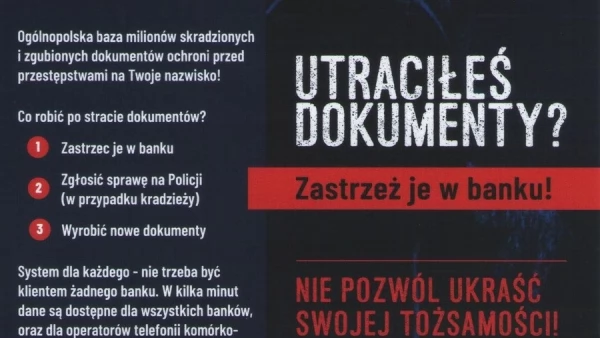 Tczew - Straciłeś dokumenty? Zastrzeż je w banku!